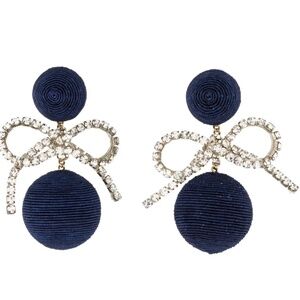 Rebecca de Ravenel Silk Cord & Crystal 'Bon Bon' Bow Drop Earrings Navy